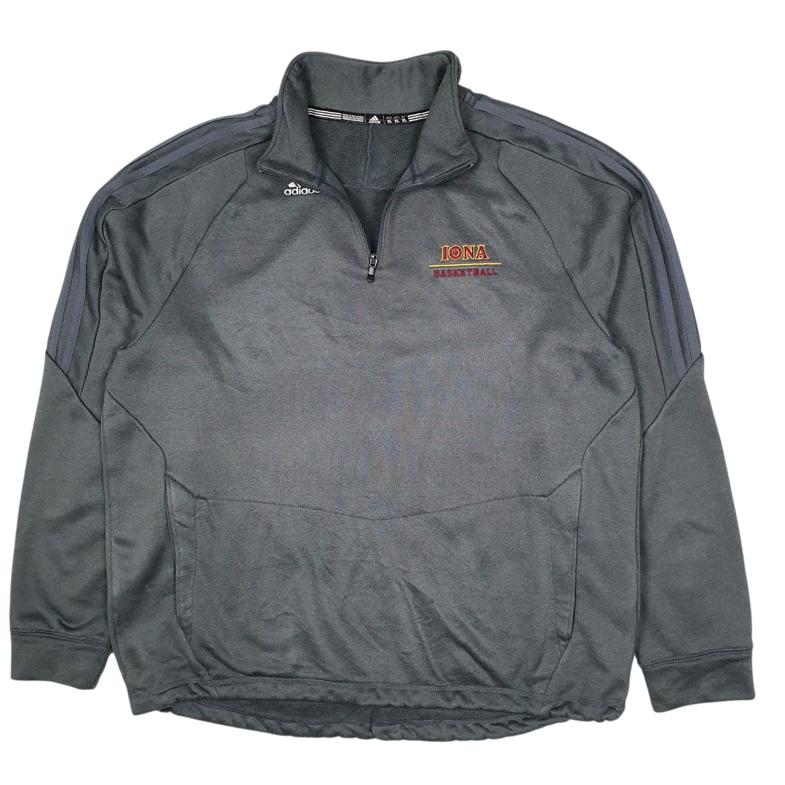 Mens Grey Adidas Iona Basketball Quarter Zip Jumper