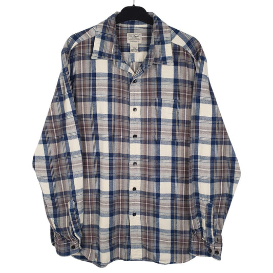 Mens Brown L.L.Bean Flannel Long Sleeve Shirt