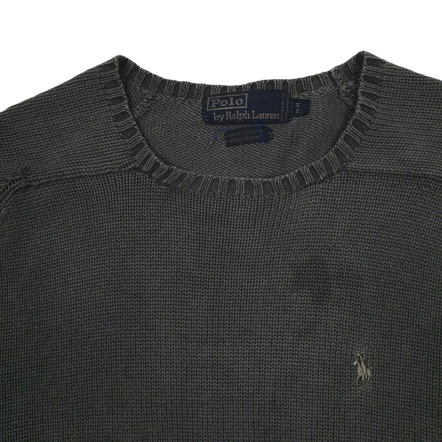 Mens Grey Polo Ralph Lauren Chunky Knit Crewneck Jumper