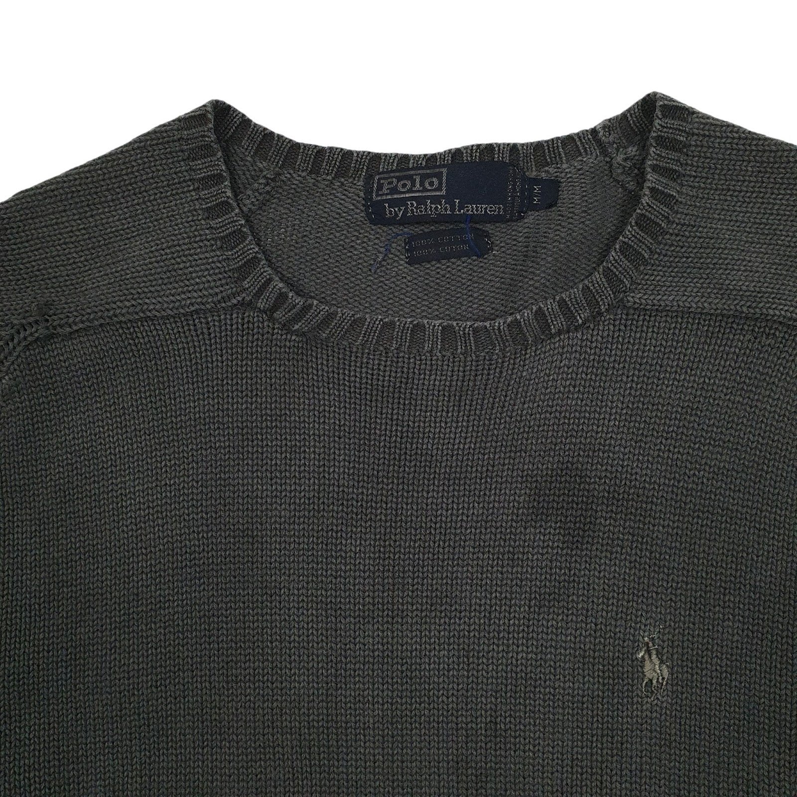 Mens Grey Polo Ralph Lauren Chunky Knit Crewneck Jumper