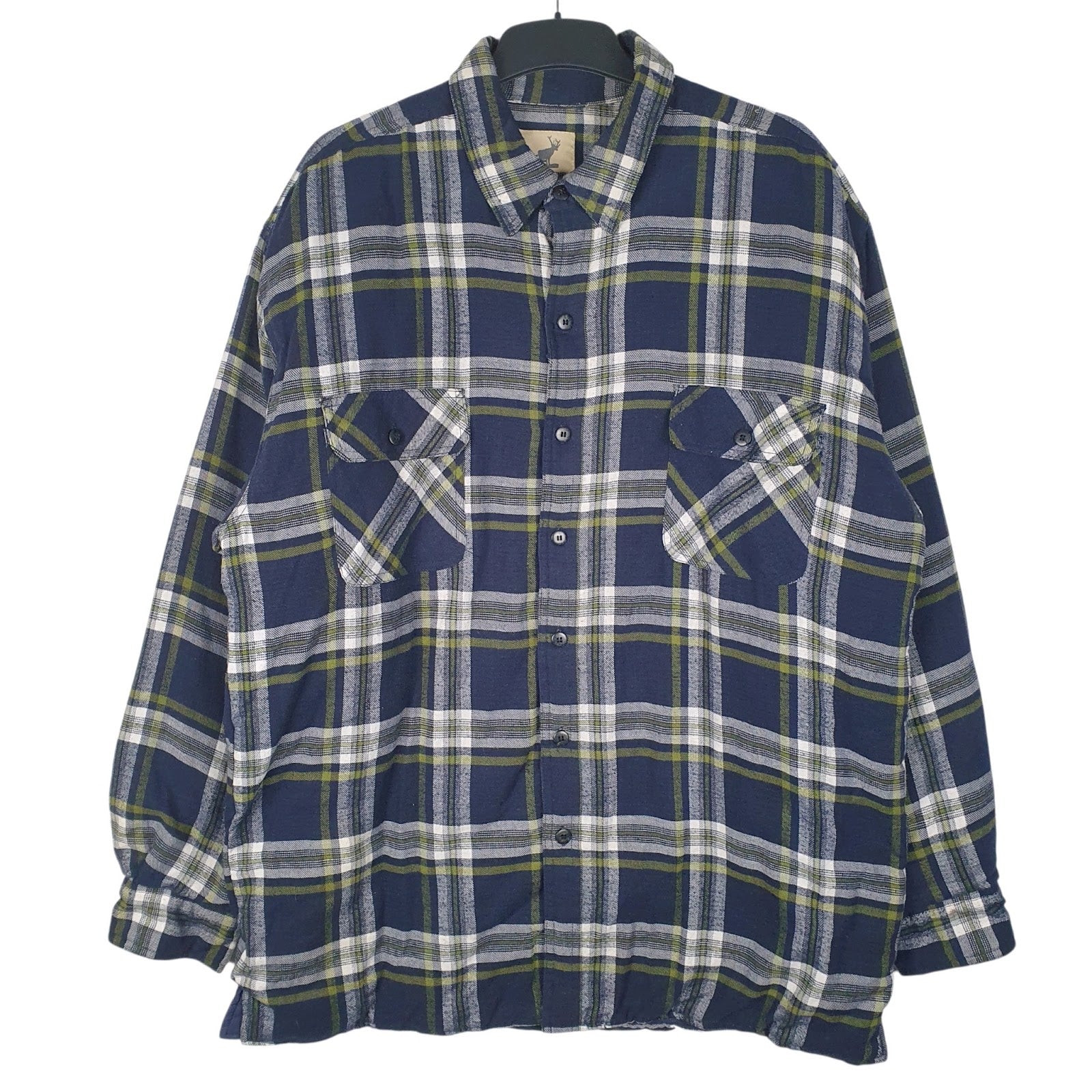 Mens Navy Glen Scotney Flannel  Coat