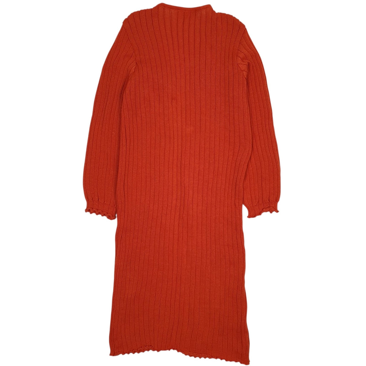 Womens Orange Unbranded Cable Knit Longline Trench Cardigan Jumper