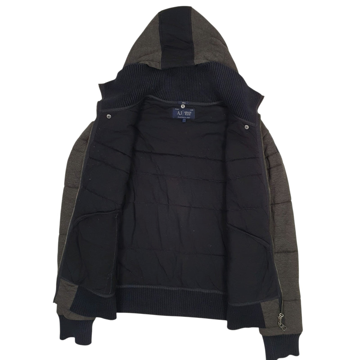 Mens Grey Armani Hoodie Slim Fit  Coat