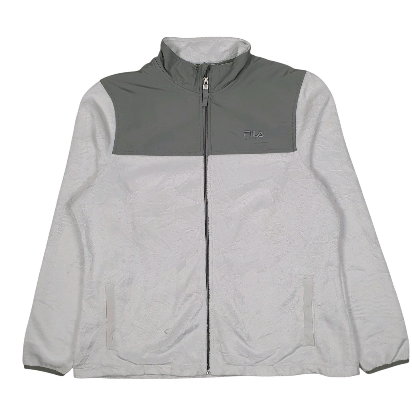 Womens White Fila  Full Zip Jumper