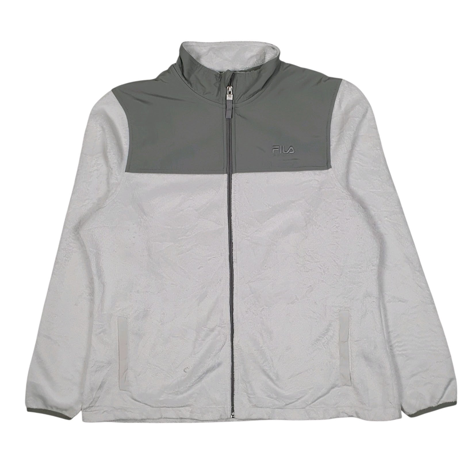 Womens White Fila  Full Zip Jumper