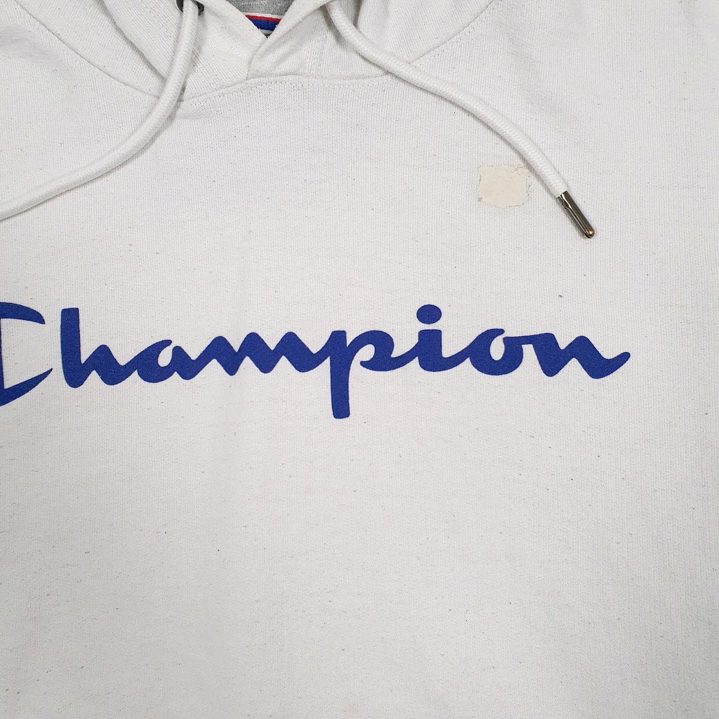 Mens White Champion Spellout Hoodie Jumper