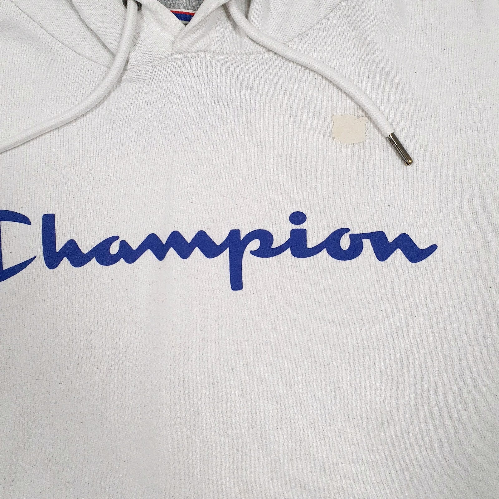 Mens White Champion Spellout Hoodie Jumper