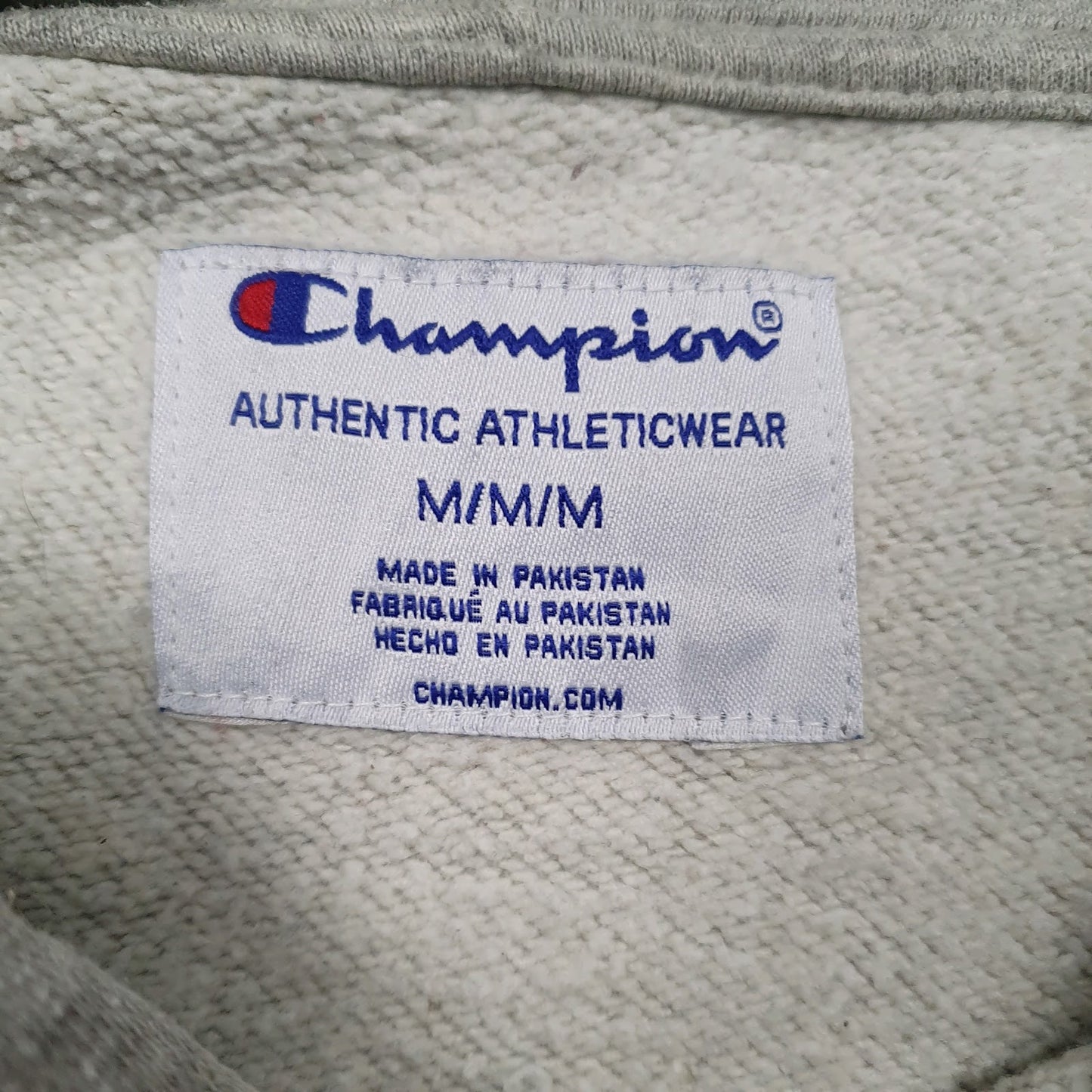 Mens Grey Champion Spellout Hoodie Jumper