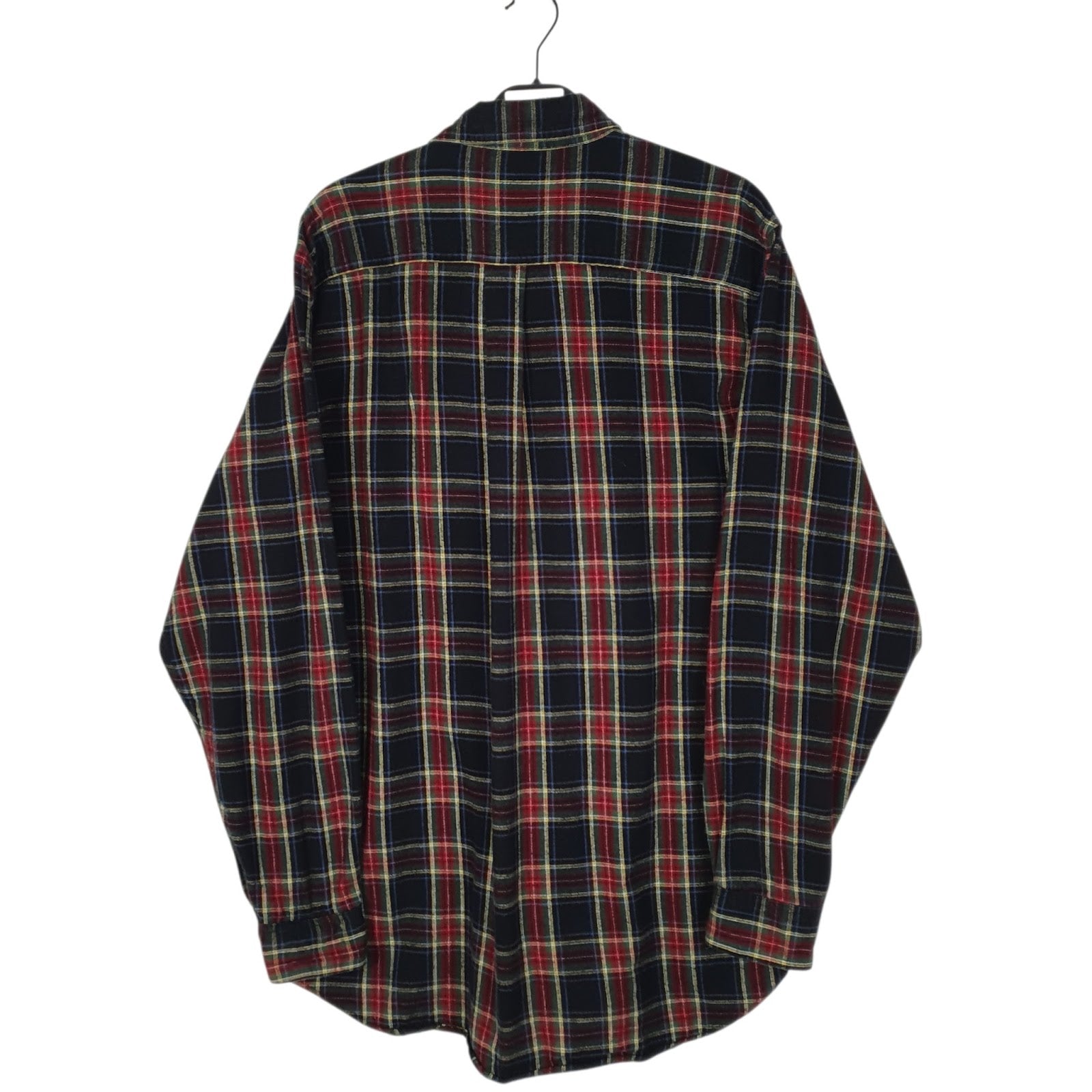 Mens Navy L.L.Bean Scotch Plaid Flannel Tall  Shirt
