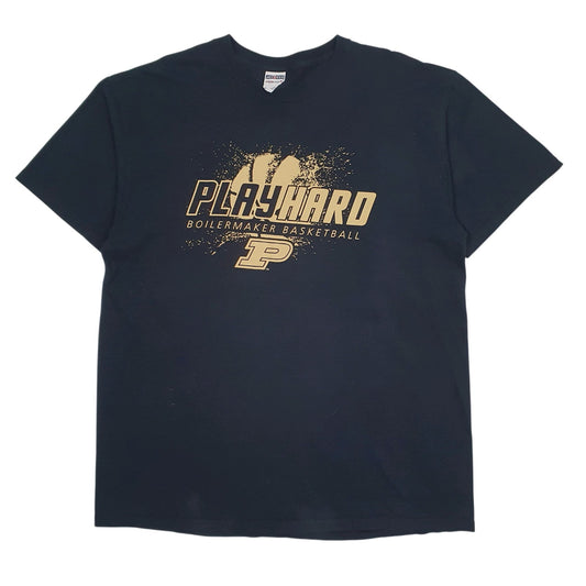 Mens Black Jerzees Play Hard Boilermaker Basketball Short Sleeve T Shirt