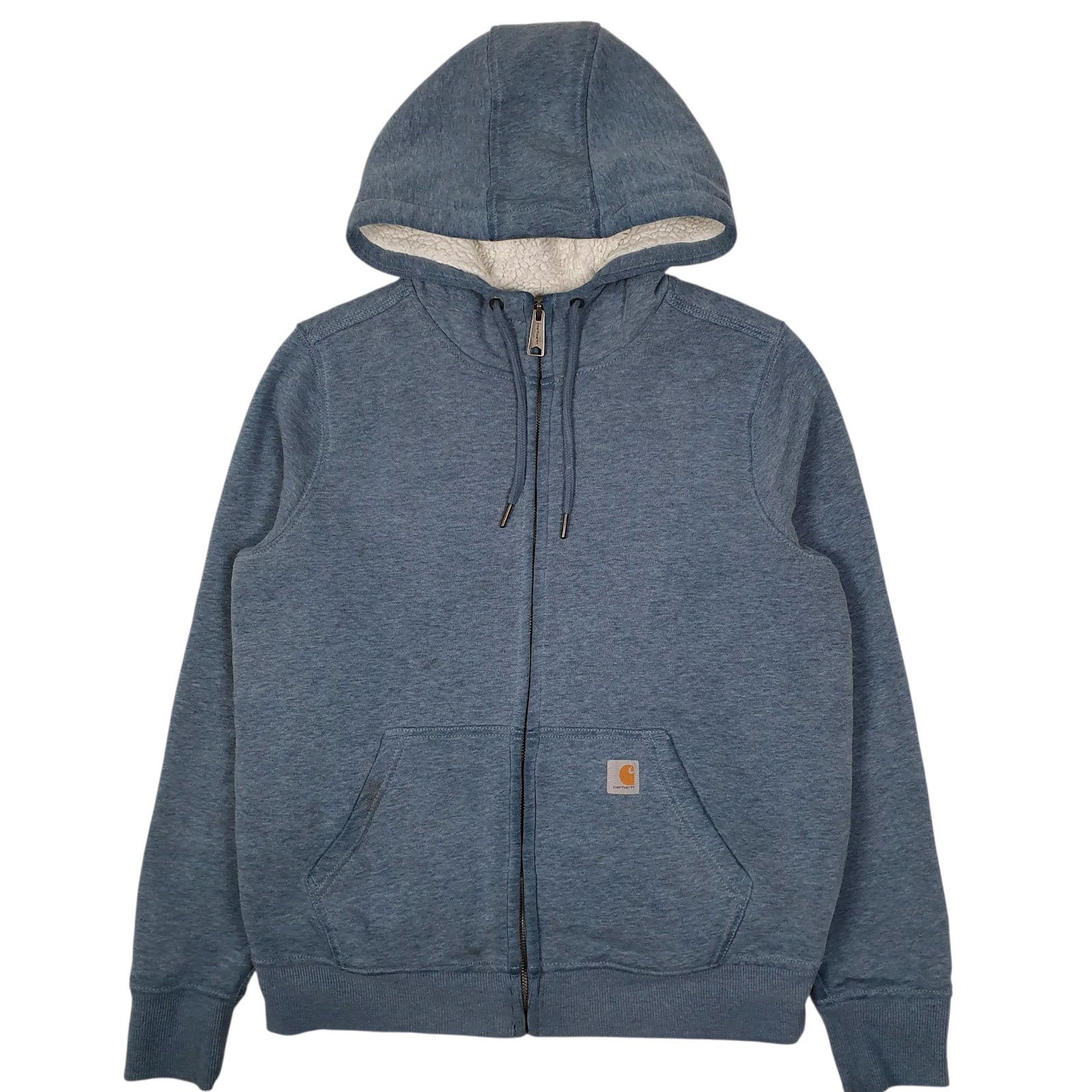 Womens Blue Carhartt Hoodie Sherpa Lined Full Zip Jumper