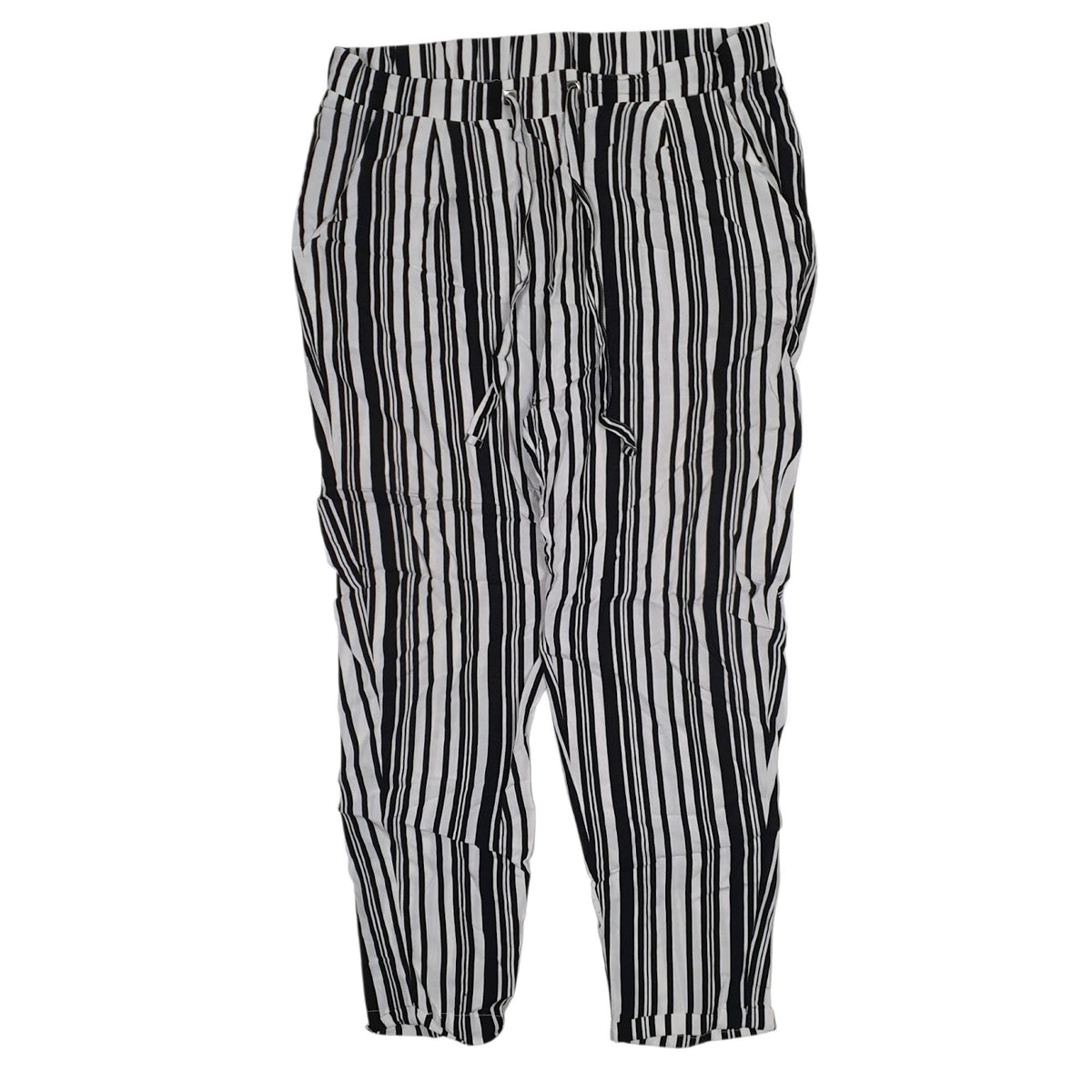 Womens Black Atmosphere Striped Stretch Lightweight Jogger Trousers