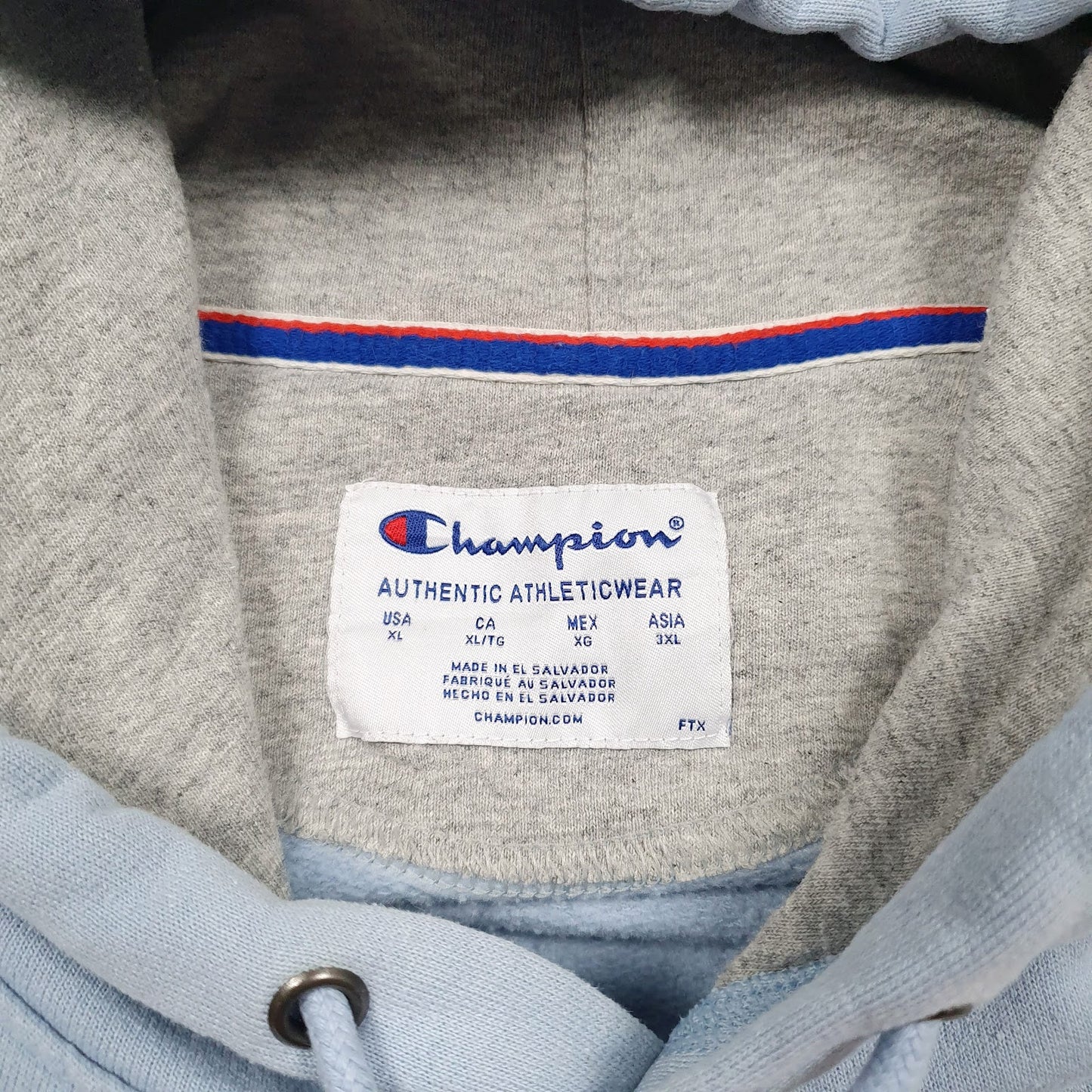 Mens Blue Champion Spellout Hoodie Jumper