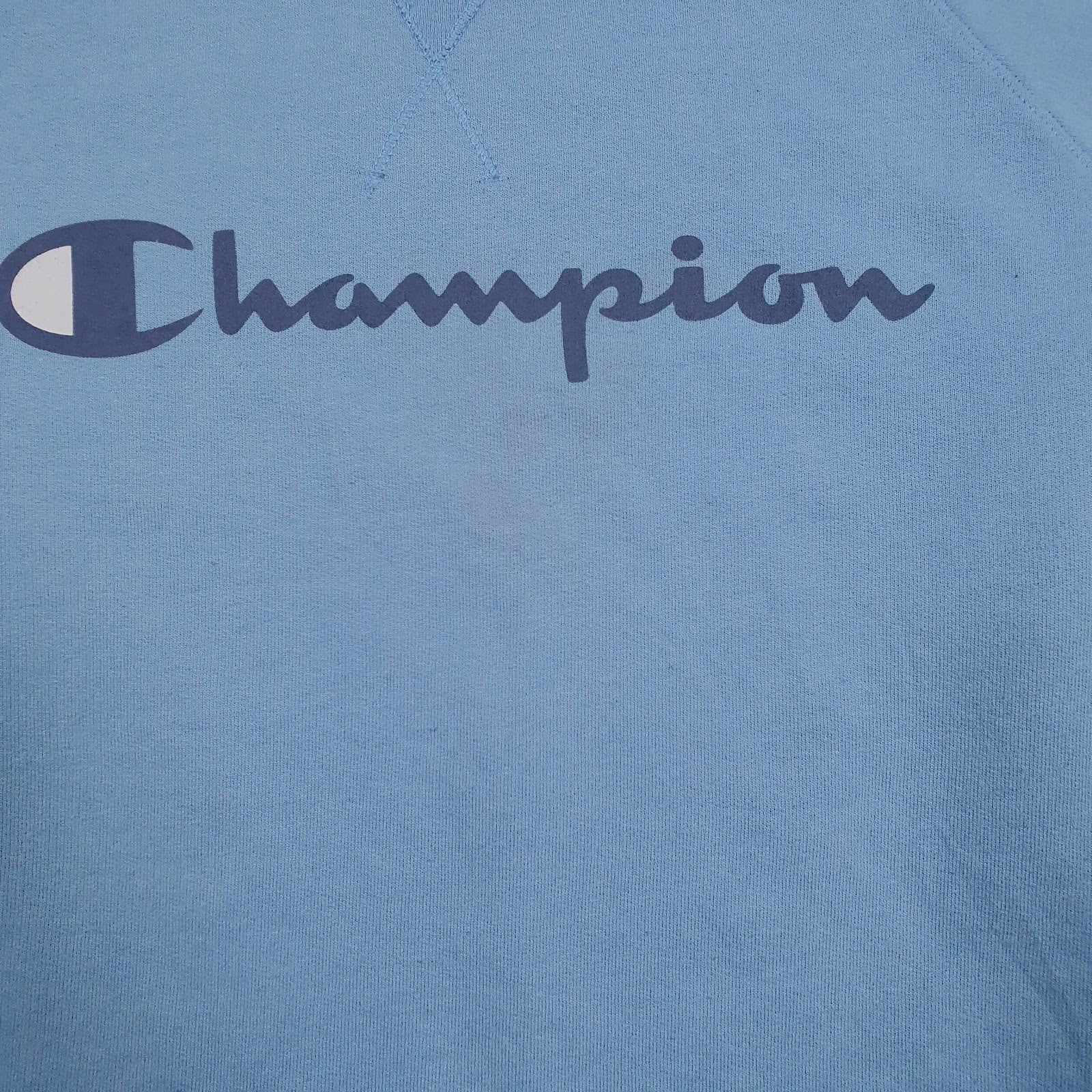 Womens Blue Champion Spellout Crewneck Jumper