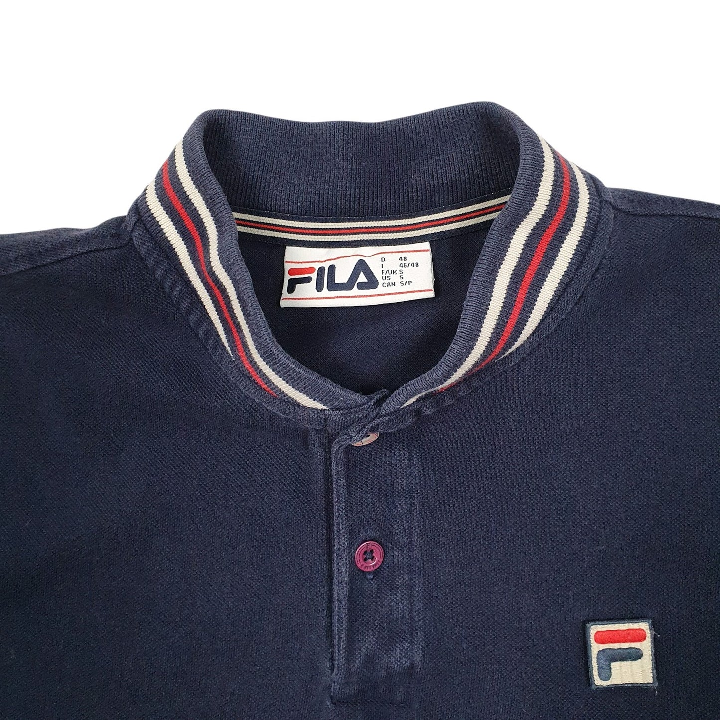 Mens Navy Fila  Hoodie Polo Shirt