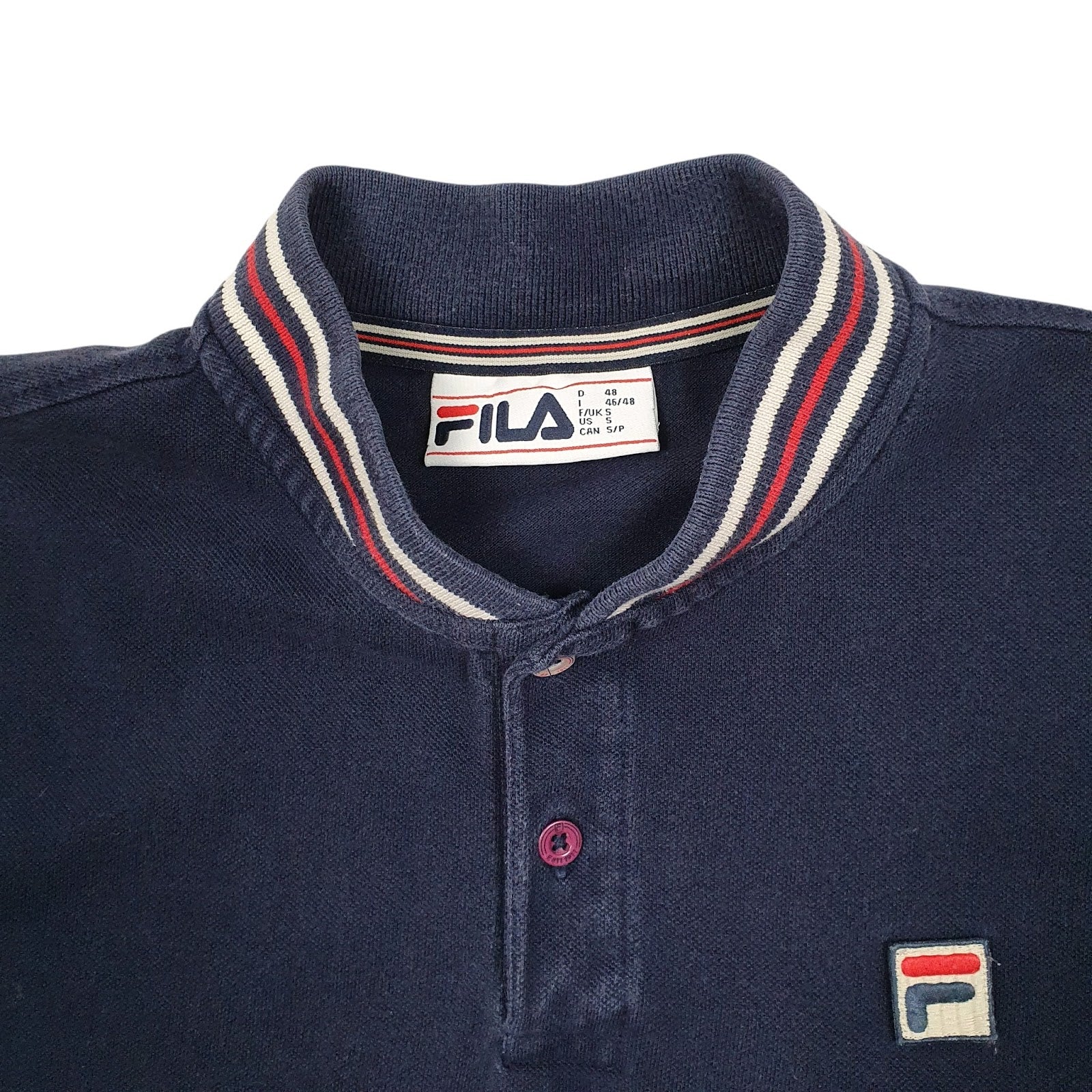 Mens Navy Fila  Hoodie Polo Shirt