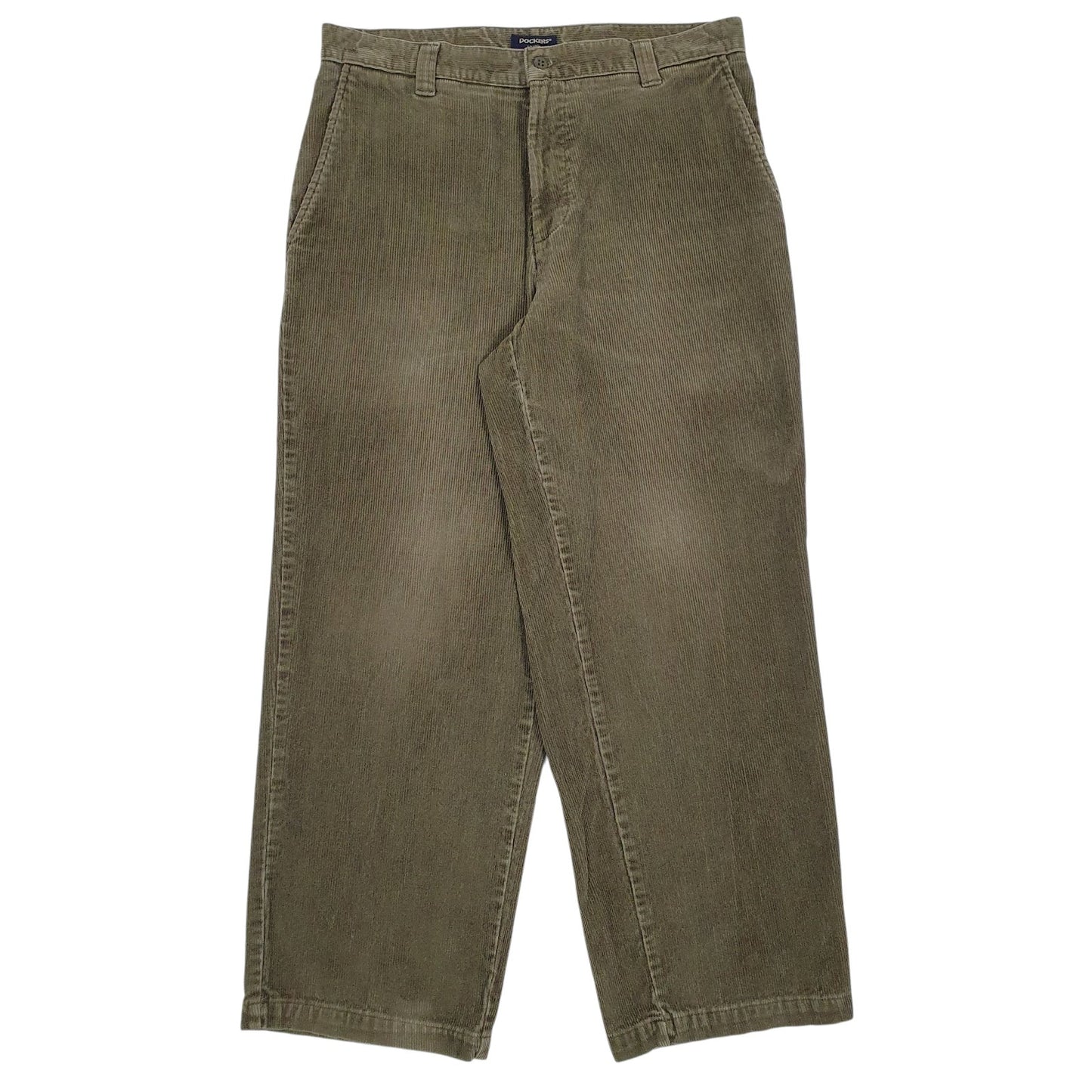 Mens Green Dockers Vintage 00s Corduroy Trousers