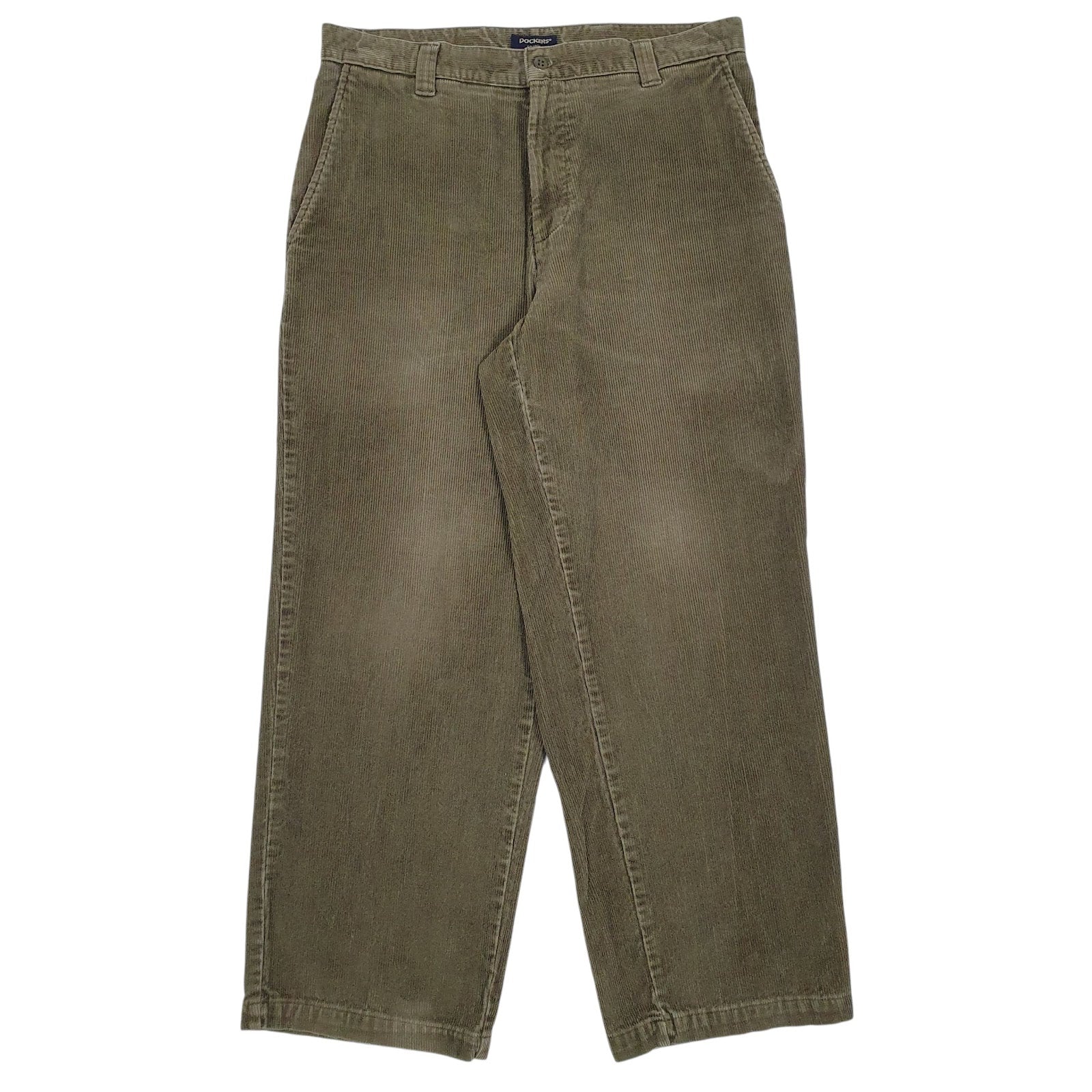 Mens Green Dockers Vintage 00s Corduroy Trousers