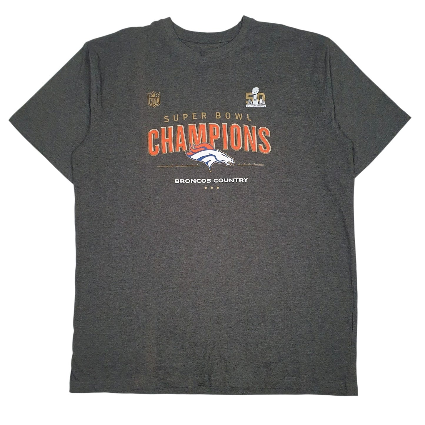 Mens Grey Majestic NFL Denver Broncos Short Sleeve T Shirt