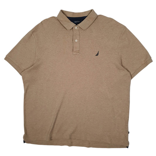 Mens Beige Nautica  Short Sleeve Polo Shirt