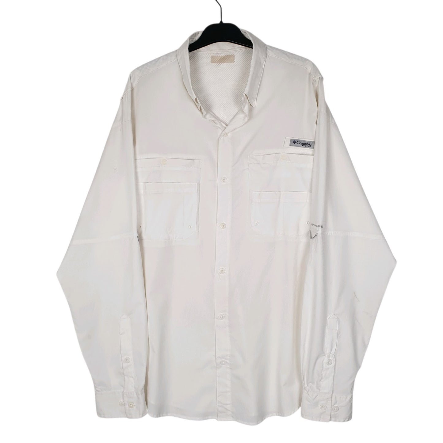 Mens White Columbia Sportswear Company PFG Fishing Omni Shade Long Sleeve Shirt