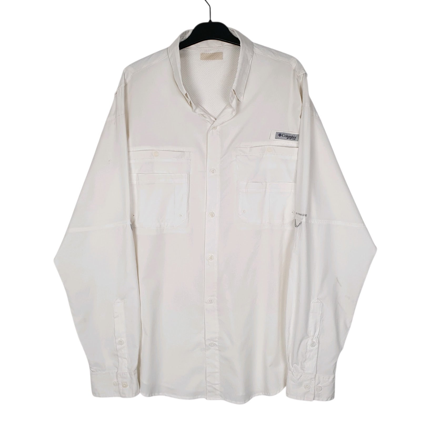 Mens White Columbia Sportswear Company PFG Fishing Omni Shade Long Sleeve Shirt