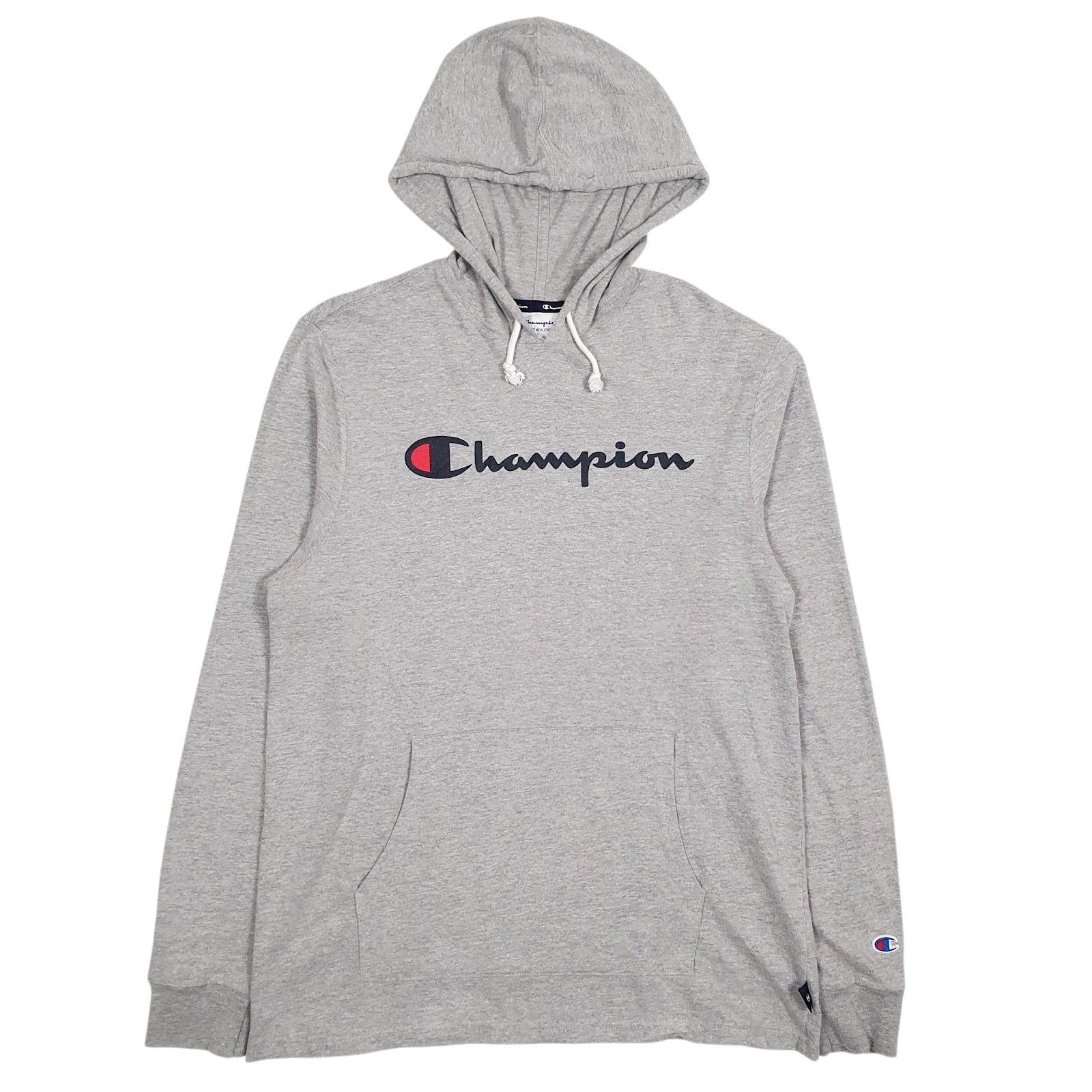 Mens Grey Champion Spellout Lightweight Hoodie Jumper
