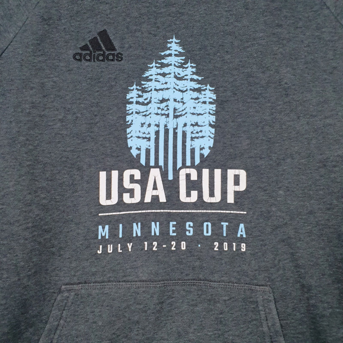 Mens Grey Adidas USA Cup Hoodie Jumper