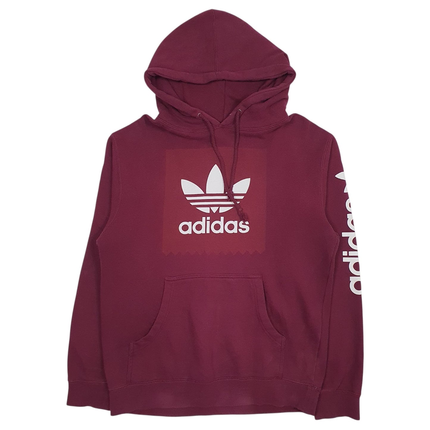 Mens Burgundy Adidas Spellout Hoodie Jumper