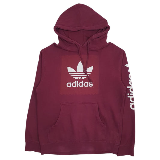 Mens Burgundy Adidas Spellout Hoodie Jumper