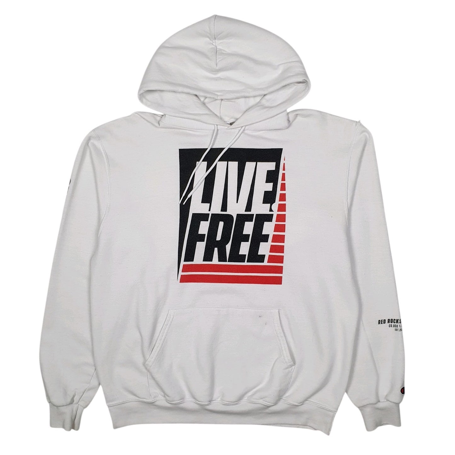 Mens White Champion Live Free Red Rocks Church Hoodie Jumper