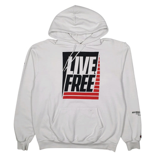 Mens White Champion Live Free Red Rocks Church Hoodie Jumper