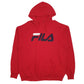 Mens Red Fila Spellout Hoodie Jumper