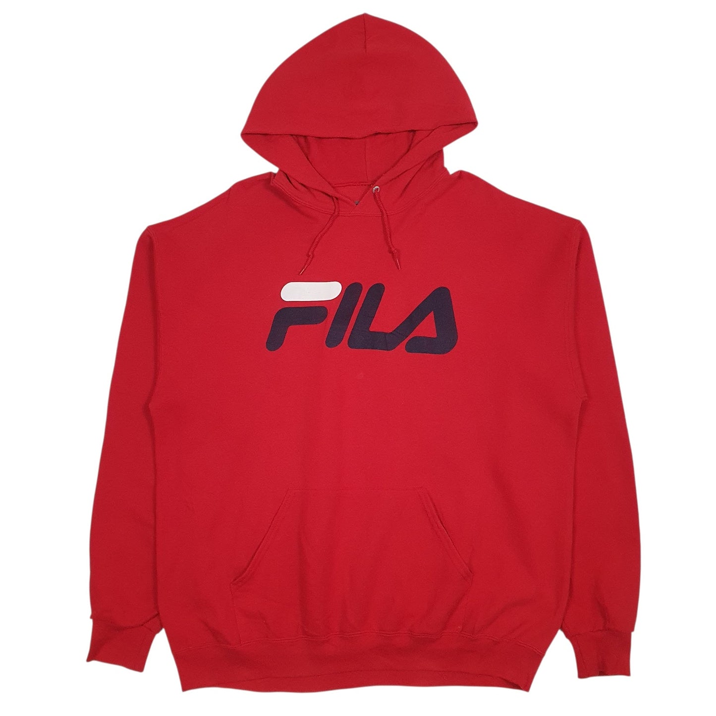 Mens Red Fila Spellout Hoodie Jumper