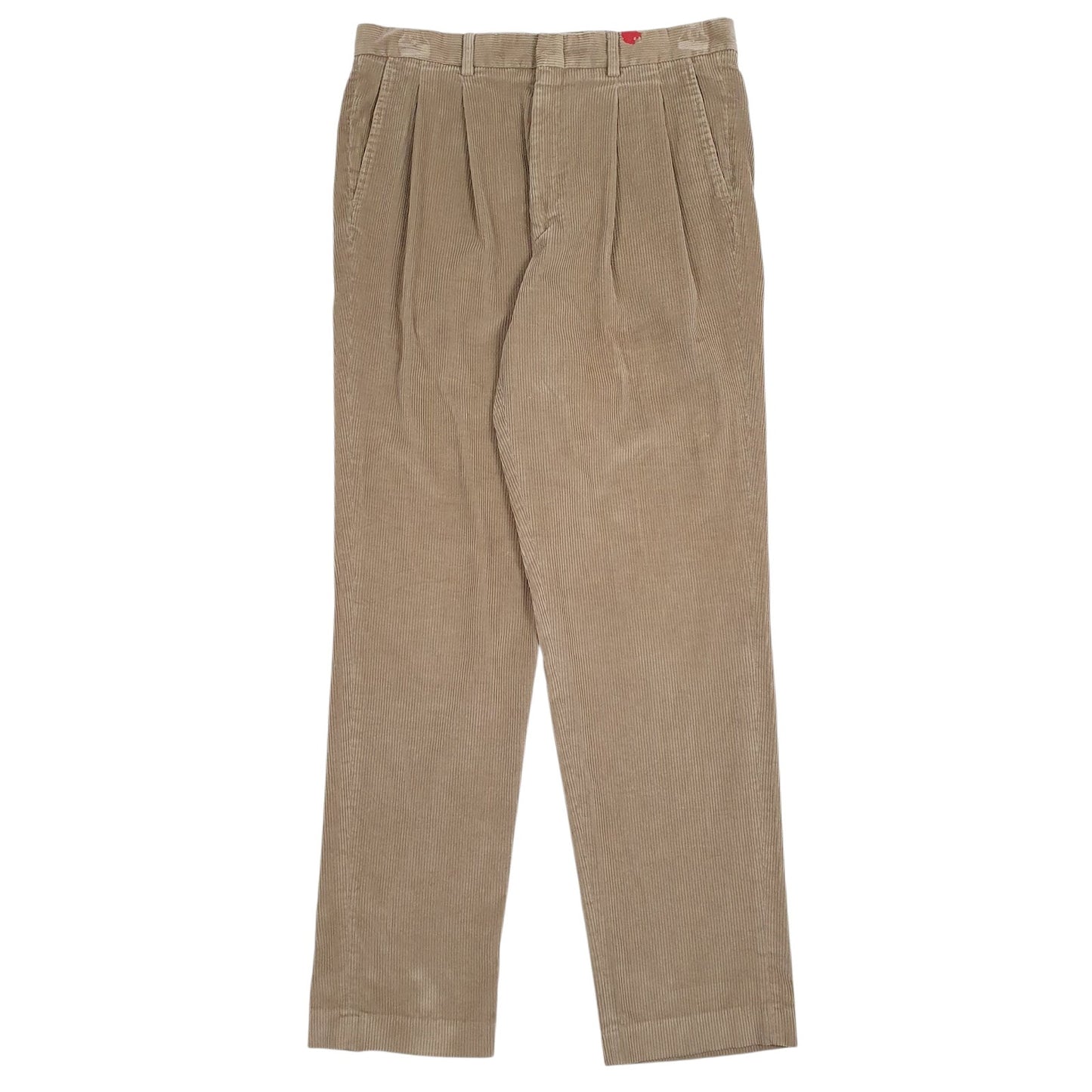 Mens Brown Eddie Bauer Pleated Corduroy Trousers