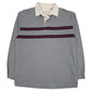 Mens Grey Haggar Rugby Long Sleeve Polo Shirt