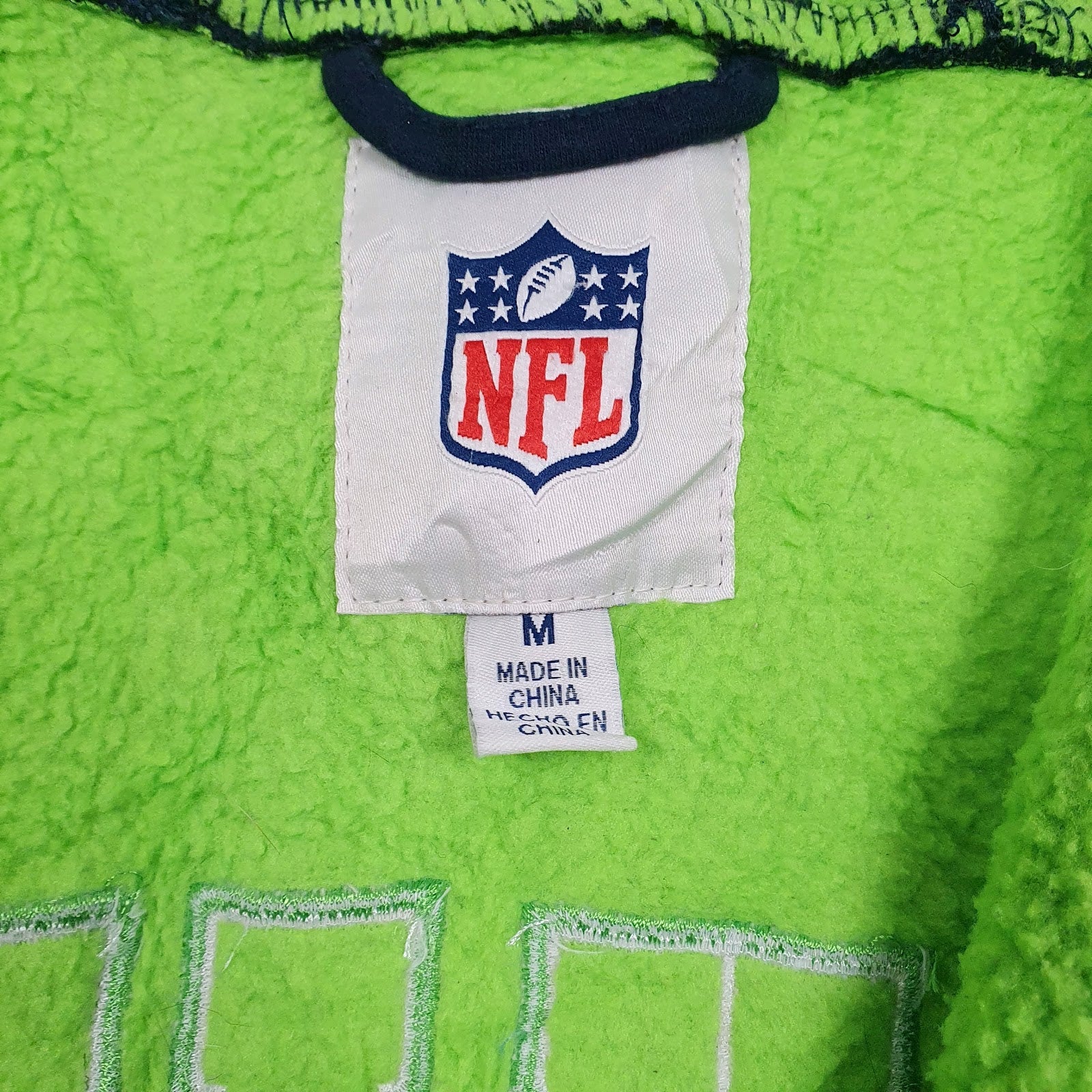 Mens Navy NFL Seattle Seahawks Baggy Fleece Lined Full Zip Jumper