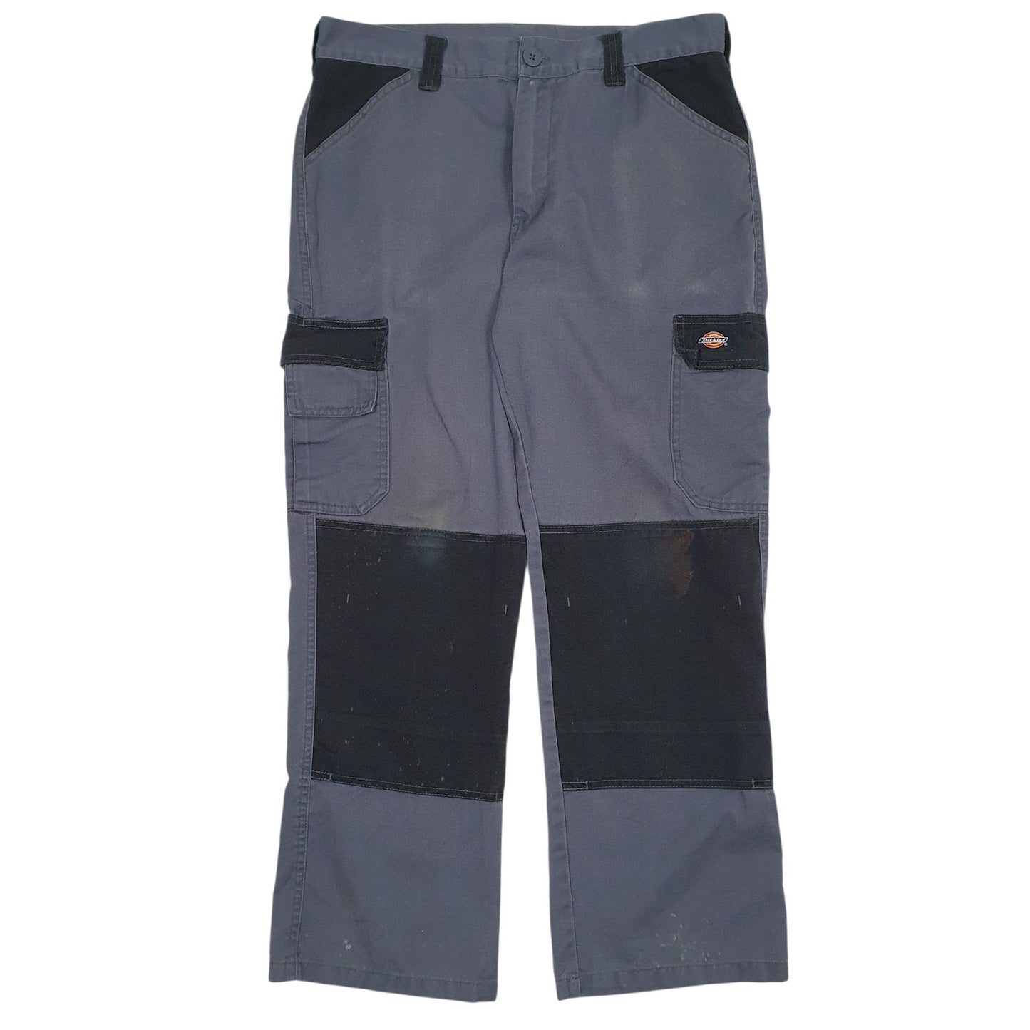 Mens Grey Dickies Workwear Double Knees Cargo Trousers