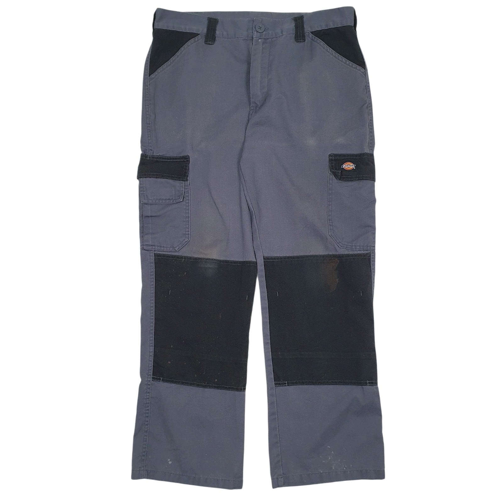 Mens Grey Dickies Workwear Double Knees Cargo Trousers