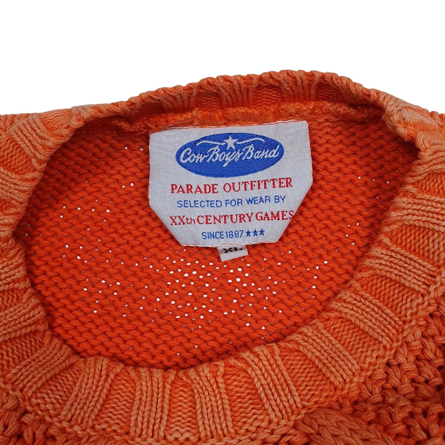 Mens Orange Cowboys Band Knitwear Cable Knit Crewneck Jumper
