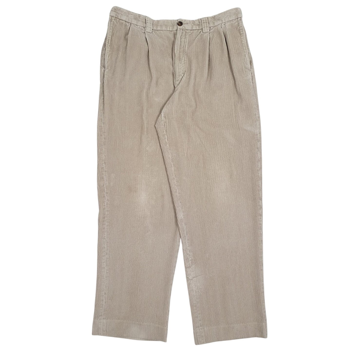 Mens Brown L.L.Bean Pleated Corduroy Trousers