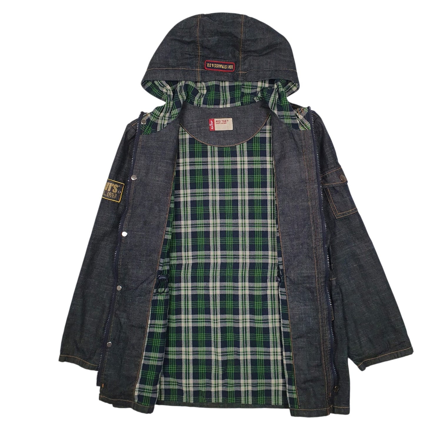 Womens Navy Levis Denim Longline  Coat