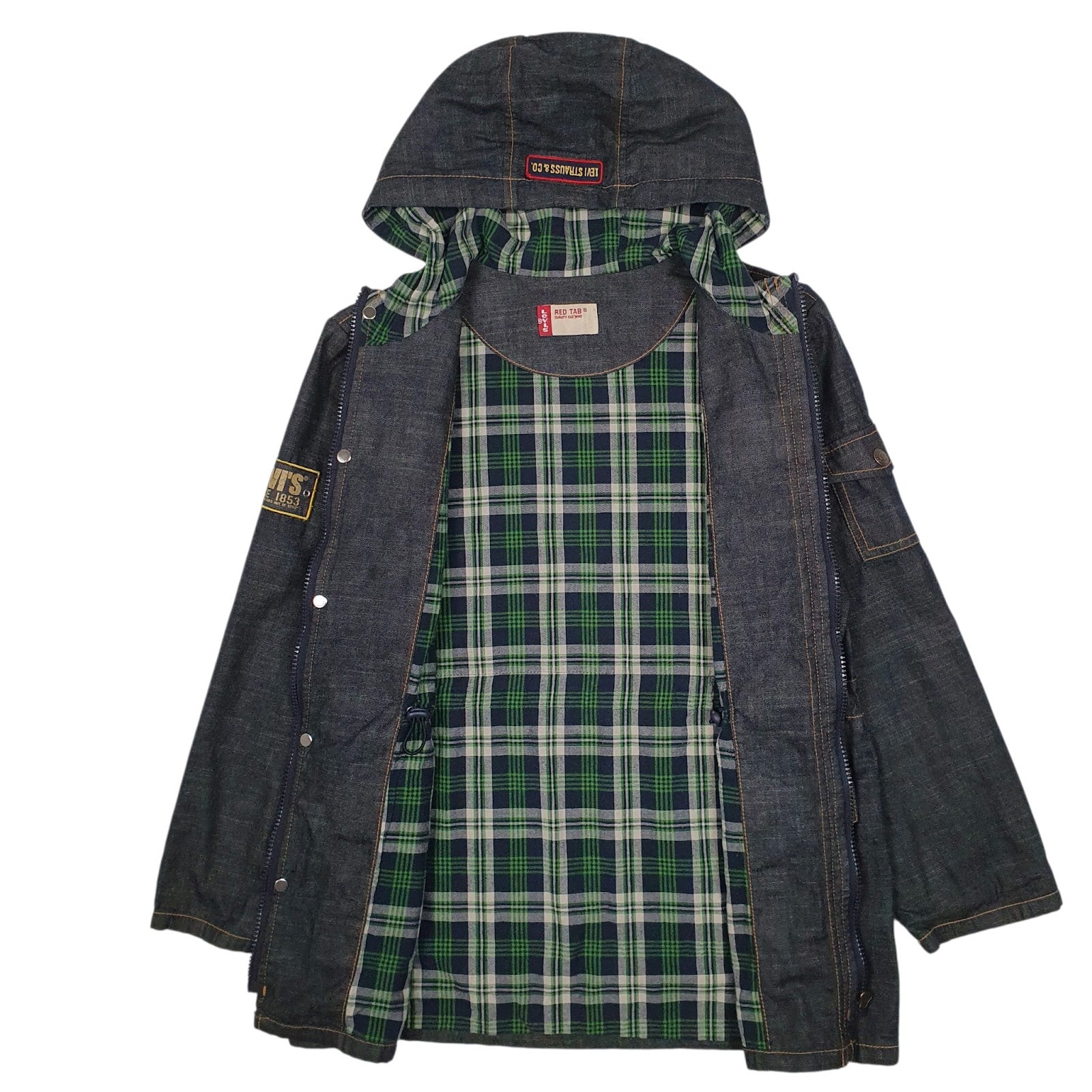 Womens Navy Levis Denim Longline  Coat