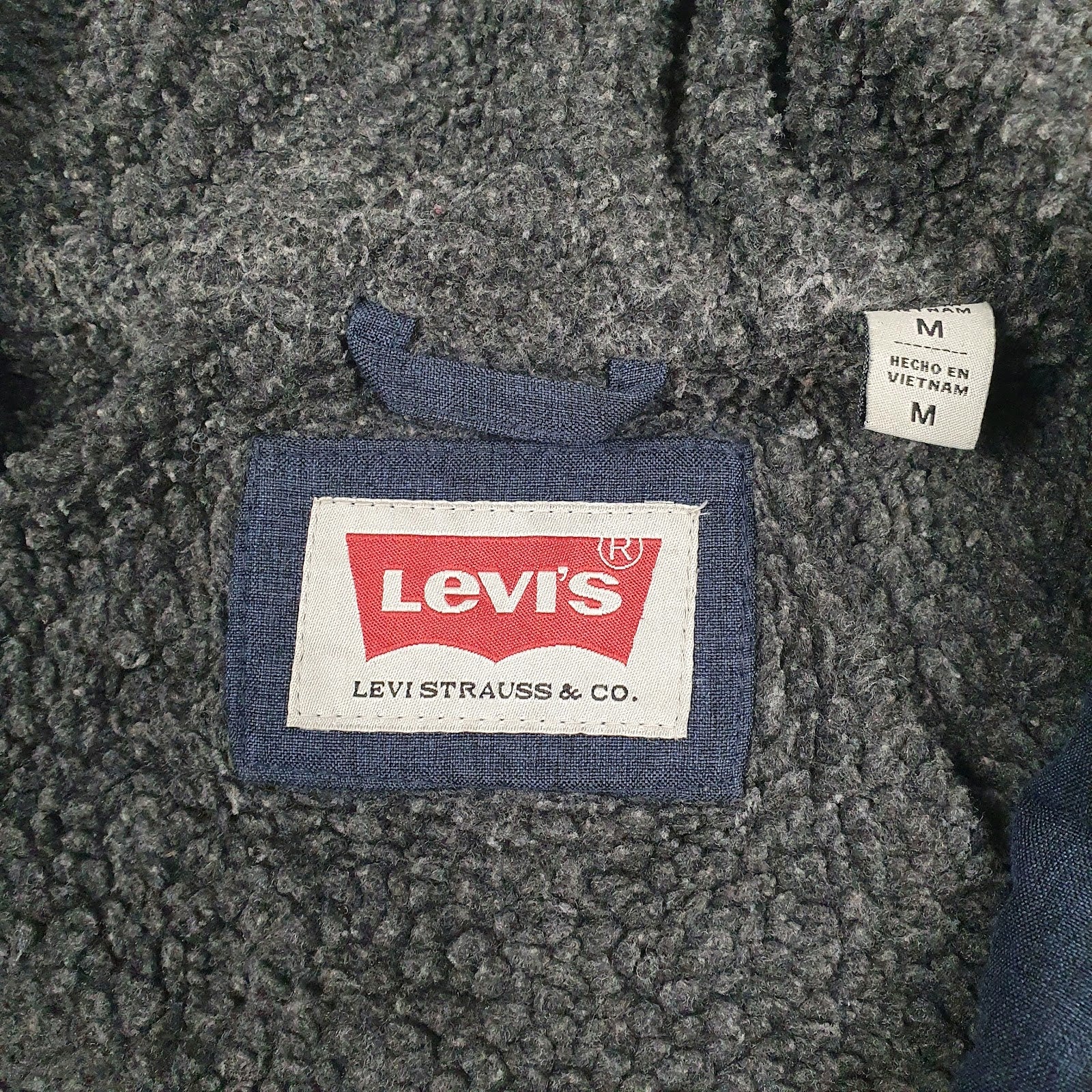Mens Navy Levis Sherpa Lined  Coat