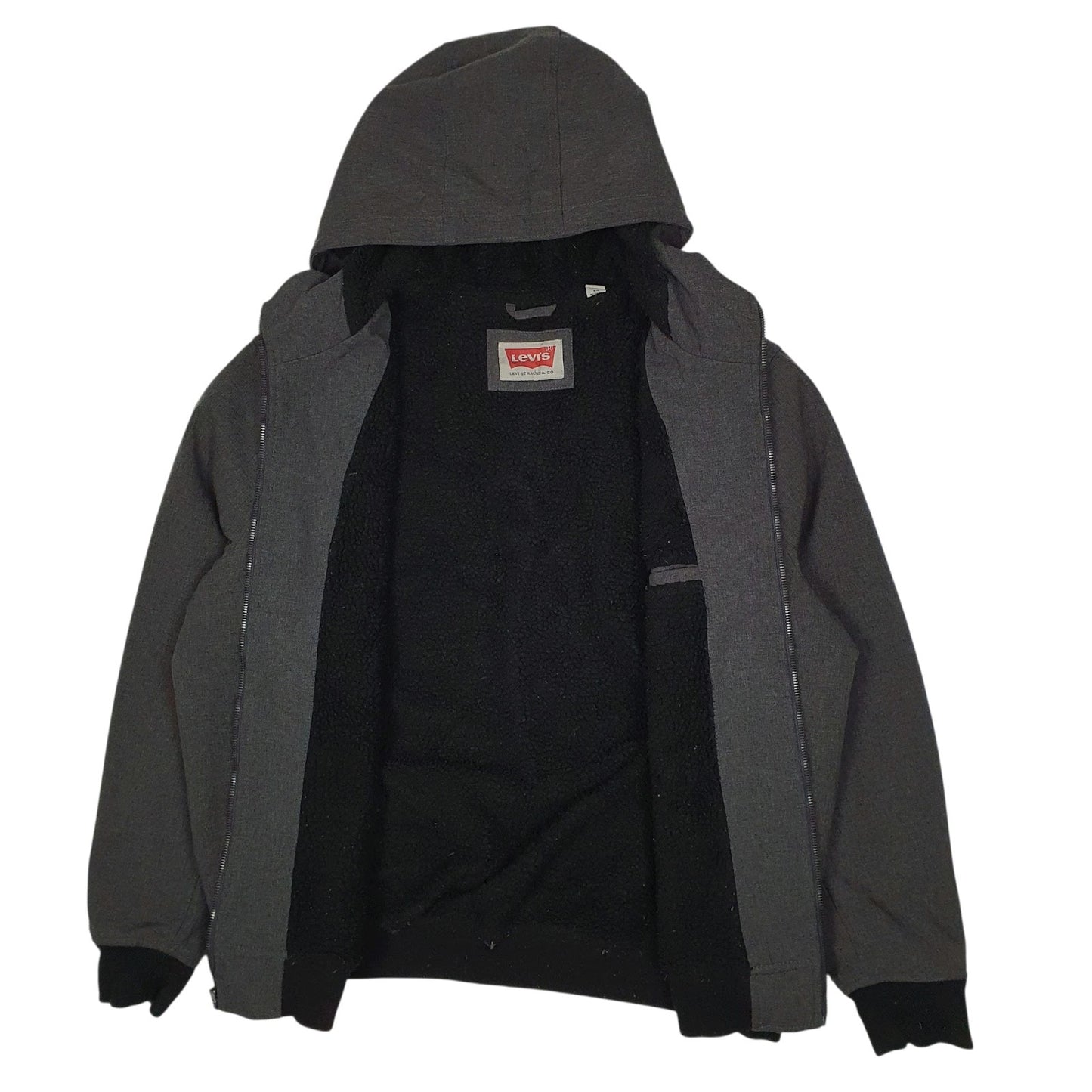 Mens Grey Levis Sherpa Lined Softshell Hoodie  Coat