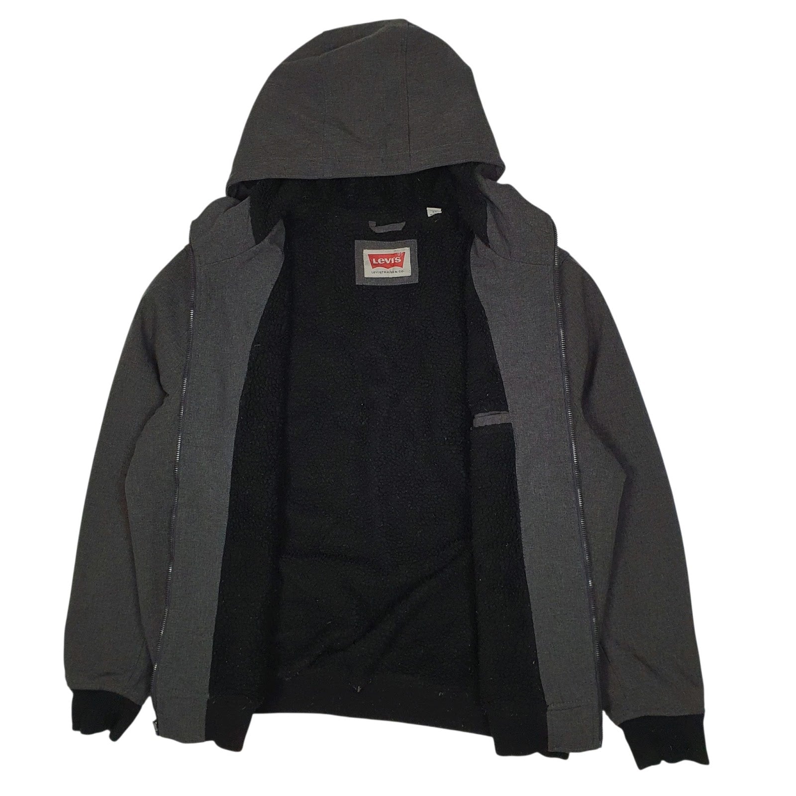 Mens Grey Levis Sherpa Lined Softshell Hoodie  Coat