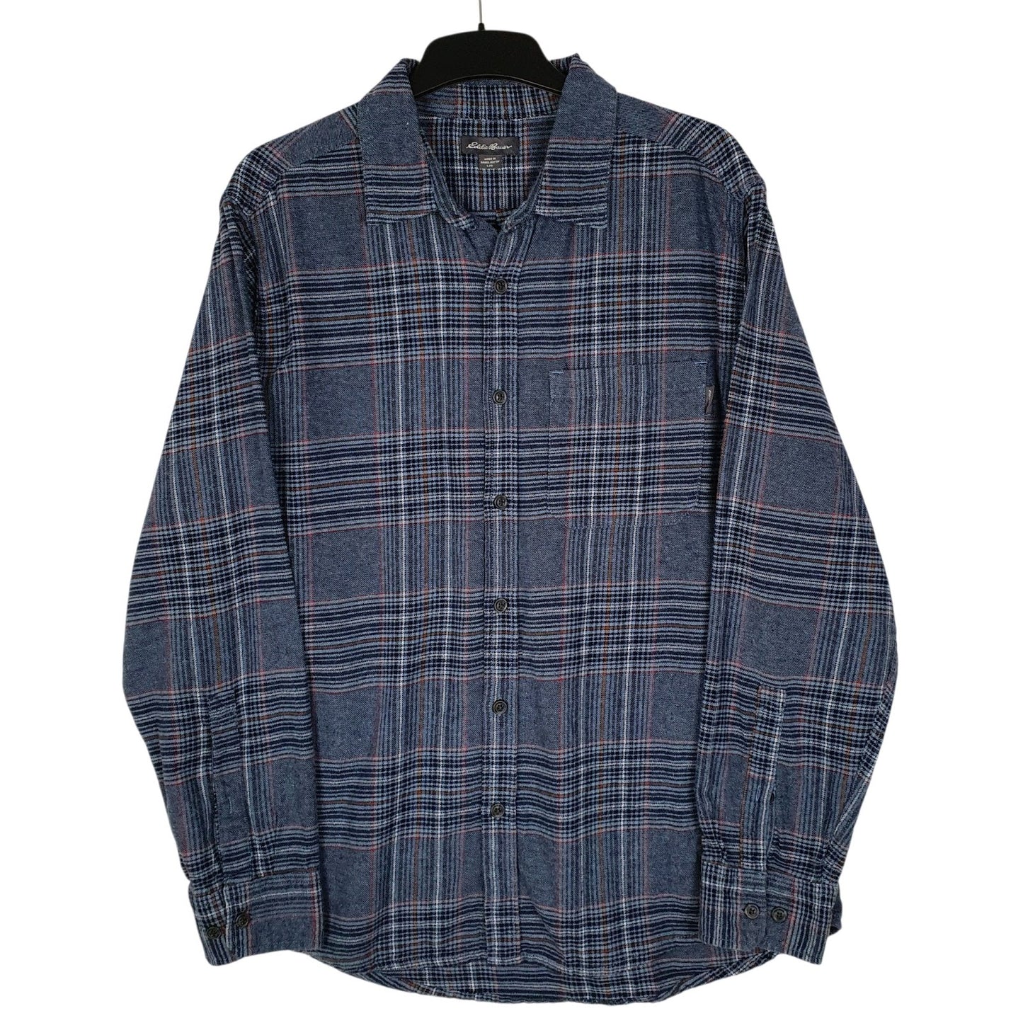 Mens Blue Eddie Bauer Heavyweight Flannel Long Sleeve Shirt