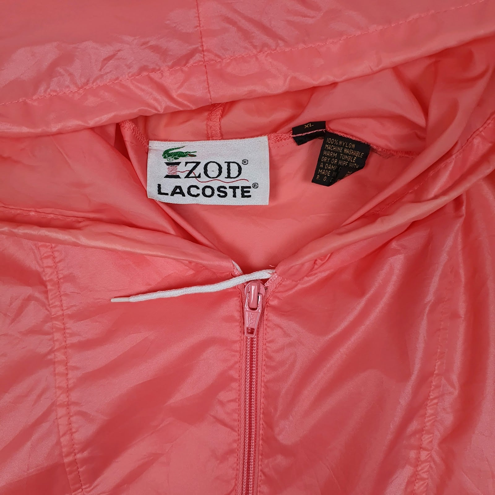 Mens Pink Lacoste Izod Vintage 90s Half Zip Hoodie Coat