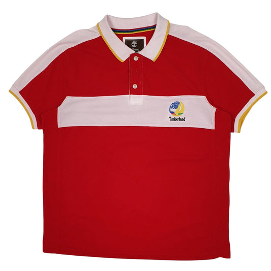 Mens Red Timberland Earthkeepers Short Sleeve Polo Shirt