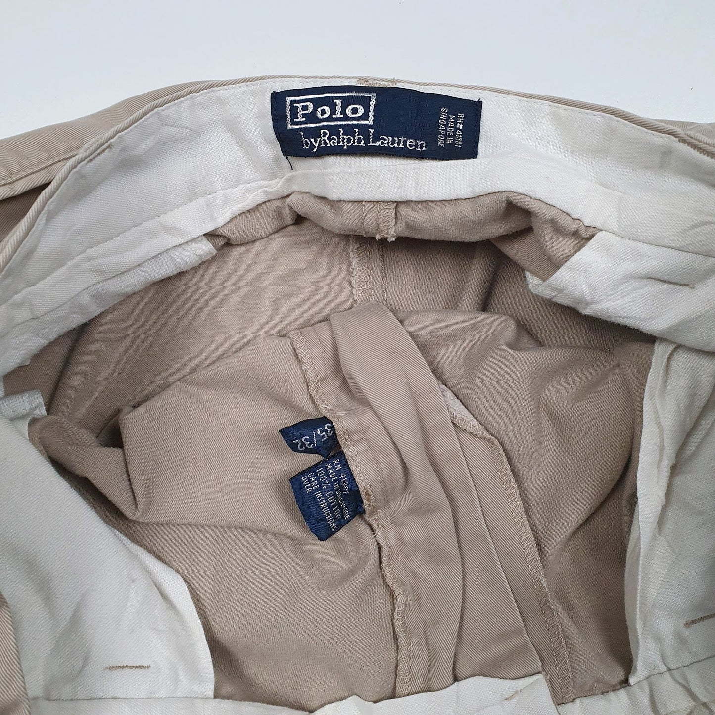 Mens Beige Polo Ralph Lauren Double Pleated  Trousers